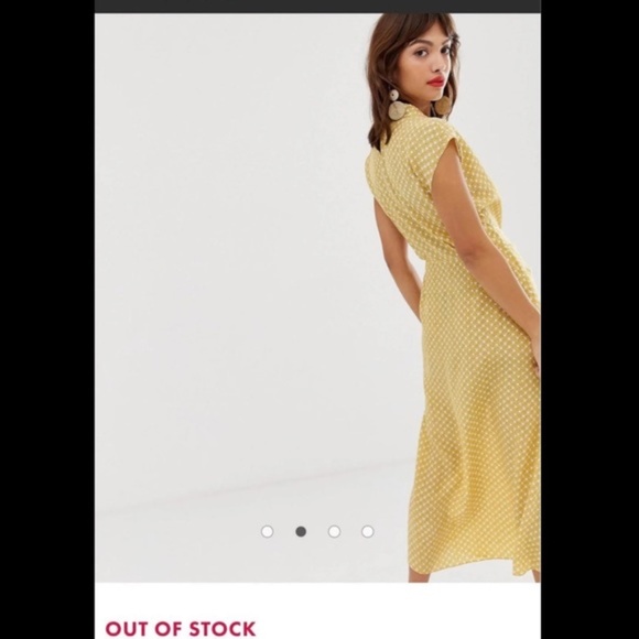 & Other Stories Waist Knot Midi Dress Yellow Polka Dot Tie Short Sleeve 0 - Picture 12 of 12